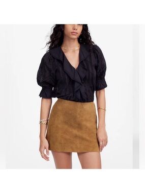 Madewell suede leather mini skirt size 0